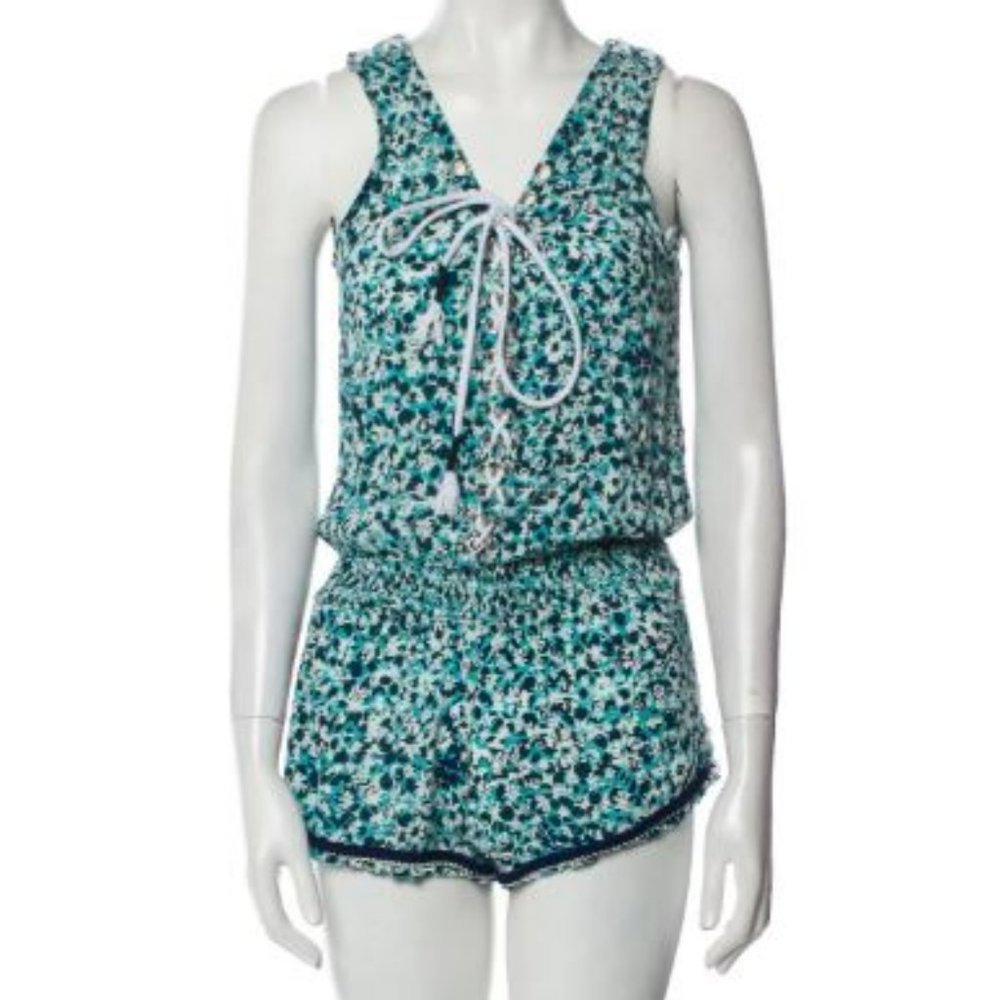 POUPETTE ST BARTH Printed V-Neck Romper Poupette Saint Barth